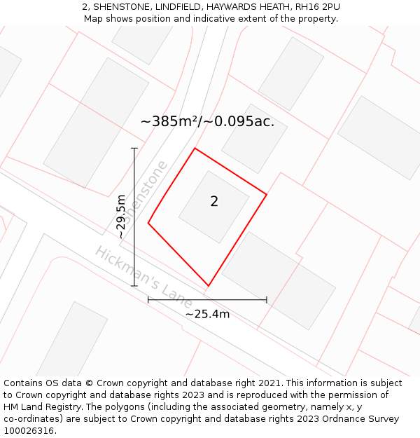 2, SHENSTONE, LINDFIELD, HAYWARDS HEATH, RH16 2PU: Plot and title map