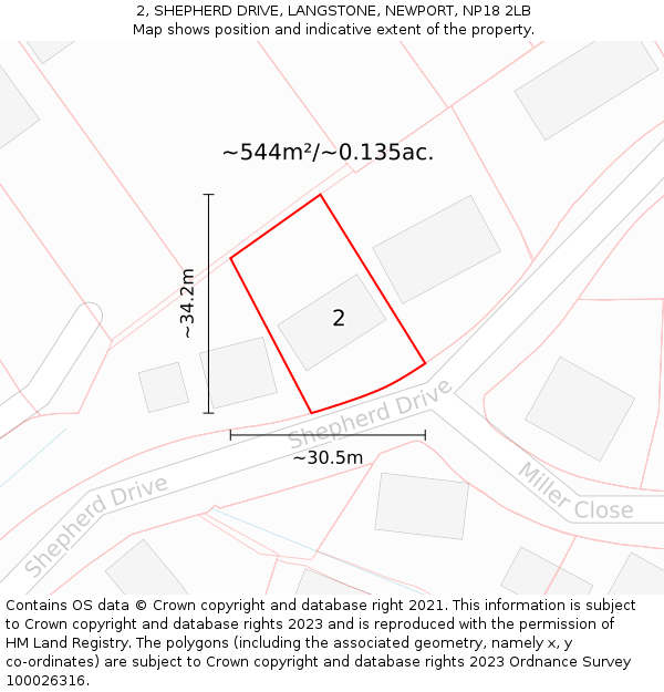 2, SHEPHERD DRIVE, LANGSTONE, NEWPORT, NP18 2LB: Plot and title map