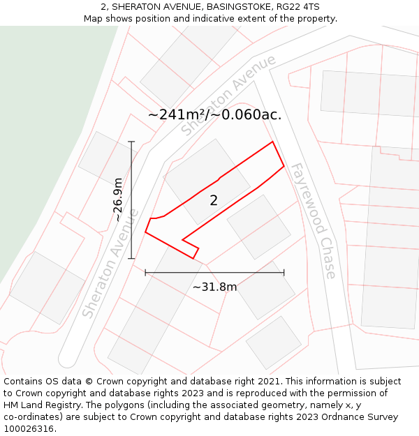 2, SHERATON AVENUE, BASINGSTOKE, RG22 4TS: Plot and title map
