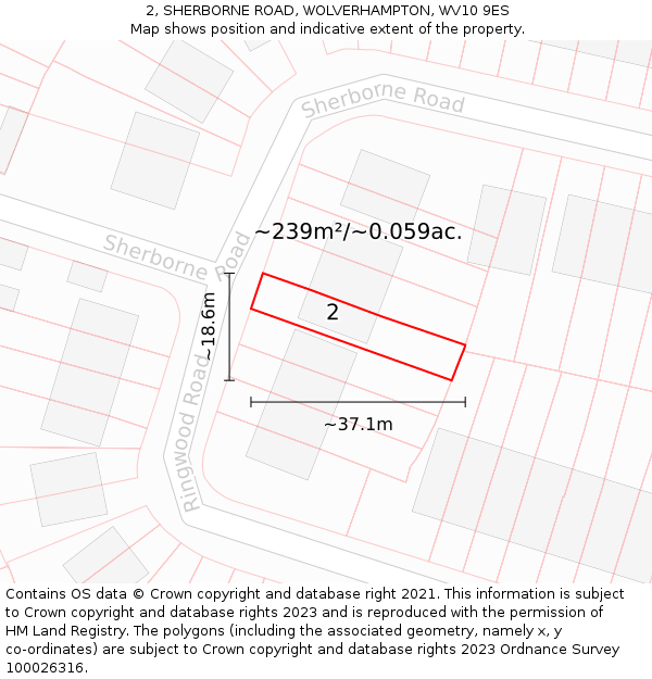 2, SHERBORNE ROAD, WOLVERHAMPTON, WV10 9ES: Plot and title map
