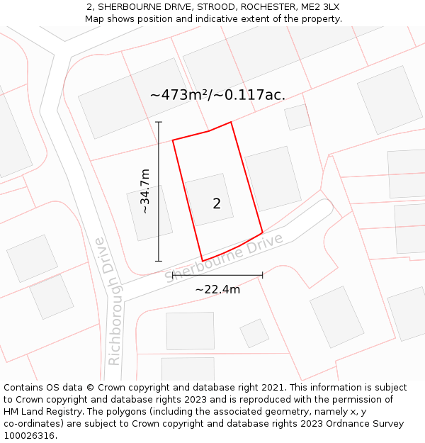 2, SHERBOURNE DRIVE, STROOD, ROCHESTER, ME2 3LX: Plot and title map