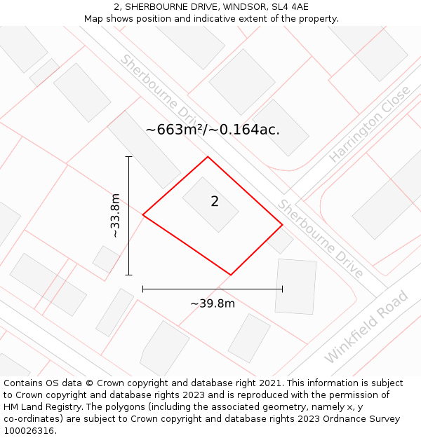 2, SHERBOURNE DRIVE, WINDSOR, SL4 4AE: Plot and title map