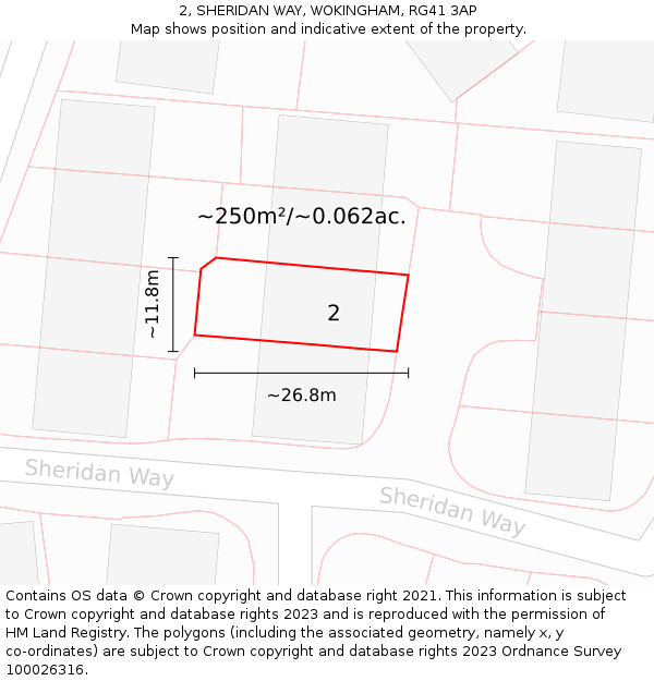 2, SHERIDAN WAY, WOKINGHAM, RG41 3AP: Plot and title map