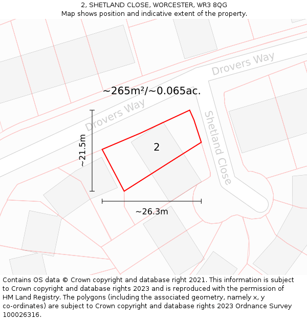 2, SHETLAND CLOSE, WORCESTER, WR3 8QG: Plot and title map