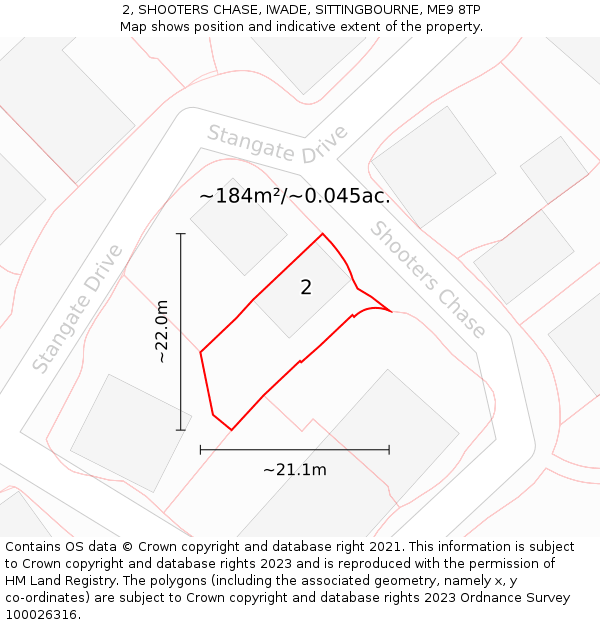 2, SHOOTERS CHASE, IWADE, SITTINGBOURNE, ME9 8TP: Plot and title map