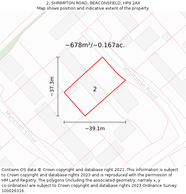 2, SHRIMPTON ROAD, BEACONSFIELD, HP9 2AX: Plot and title map