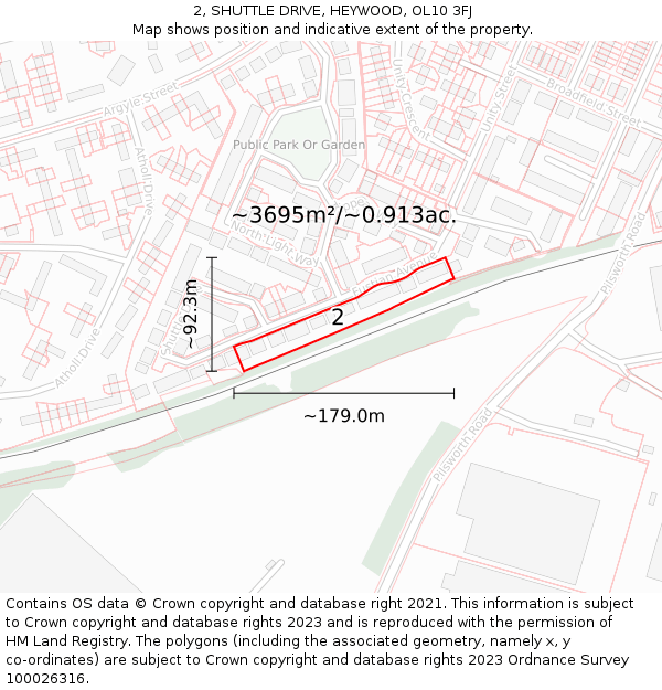 2, SHUTTLE DRIVE, HEYWOOD, OL10 3FJ: Plot and title map