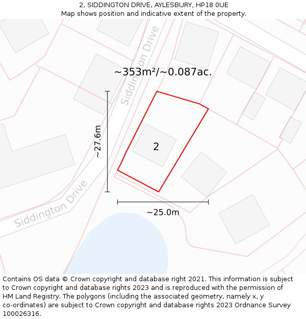 2, SIDDINGTON DRIVE, AYLESBURY, HP18 0UE: Plot and title map
