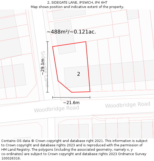 2, SIDEGATE LANE, IPSWICH, IP4 4HT: Plot and title map