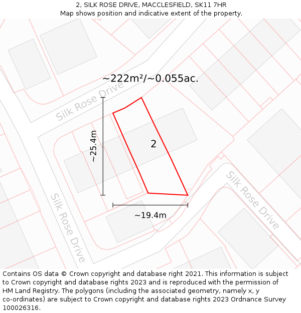 2, SILK ROSE DRIVE, MACCLESFIELD, SK11 7HR: Plot and title map