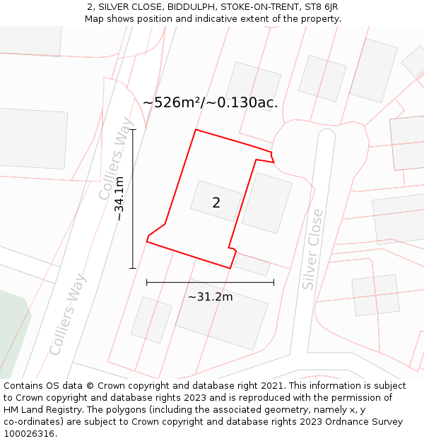 2, SILVER CLOSE, BIDDULPH, STOKE-ON-TRENT, ST8 6JR: Plot and title map