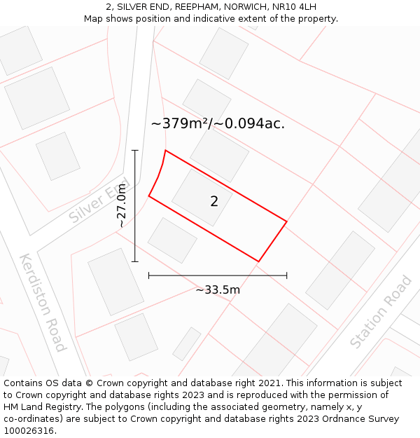 2, SILVER END, REEPHAM, NORWICH, NR10 4LH: Plot and title map