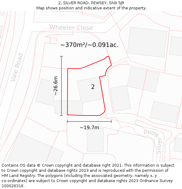 2, SILVER ROAD, PEWSEY, SN9 5JR: Plot and title map