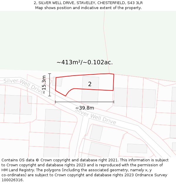2, SILVER WELL DRIVE, STAVELEY, CHESTERFIELD, S43 3LR: Plot and title map