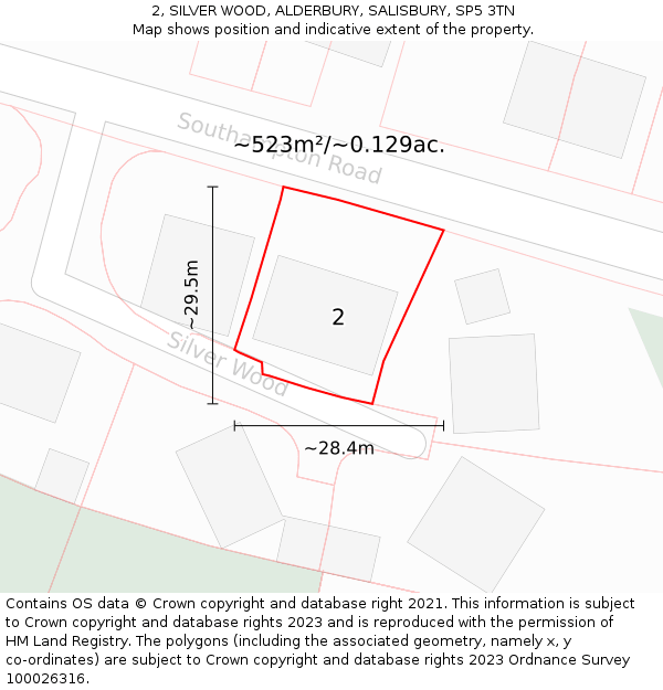 2, SILVER WOOD, ALDERBURY, SALISBURY, SP5 3TN: Plot and title map