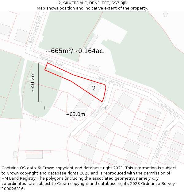 2, SILVERDALE, BENFLEET, SS7 3JR: Plot and title map