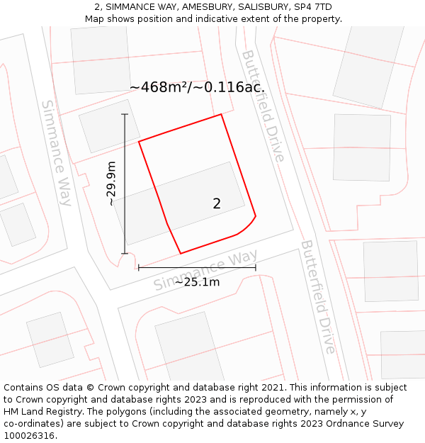 2, SIMMANCE WAY, AMESBURY, SALISBURY, SP4 7TD: Plot and title map