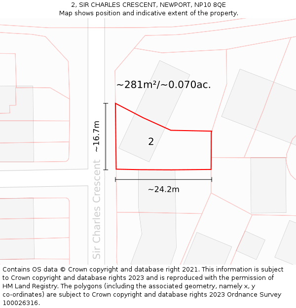 2, SIR CHARLES CRESCENT, NEWPORT, NP10 8QE: Plot and title map