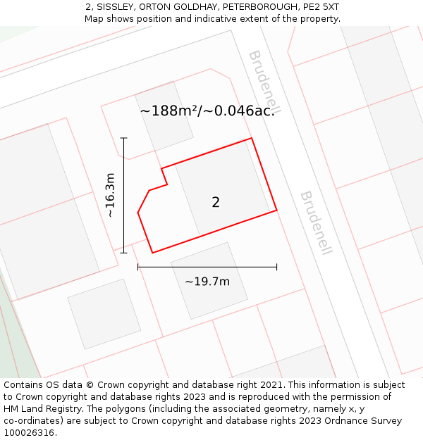 2, SISSLEY, ORTON GOLDHAY, PETERBOROUGH, PE2 5XT: Plot and title map