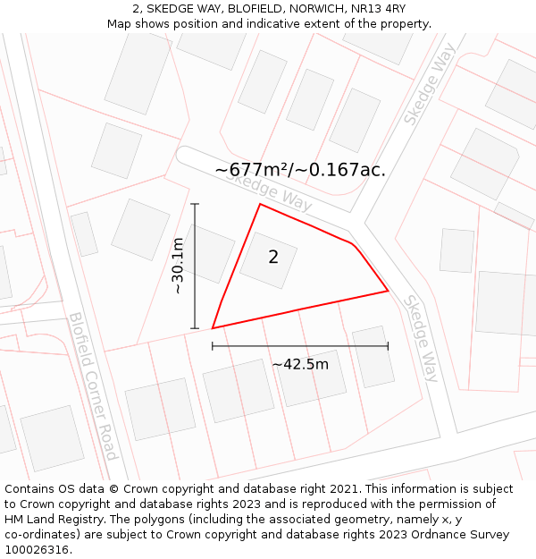 2, SKEDGE WAY, BLOFIELD, NORWICH, NR13 4RY: Plot and title map