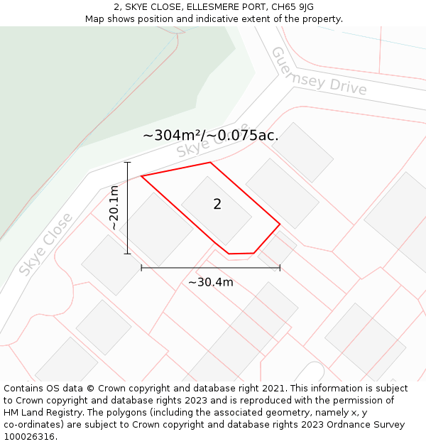 2, SKYE CLOSE, ELLESMERE PORT, CH65 9JG: Plot and title map
