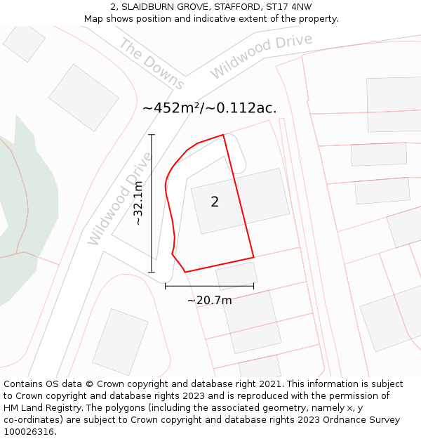 2, SLAIDBURN GROVE, STAFFORD, ST17 4NW: Plot and title map