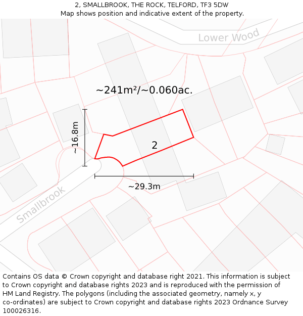 2, SMALLBROOK, THE ROCK, TELFORD, TF3 5DW: Plot and title map