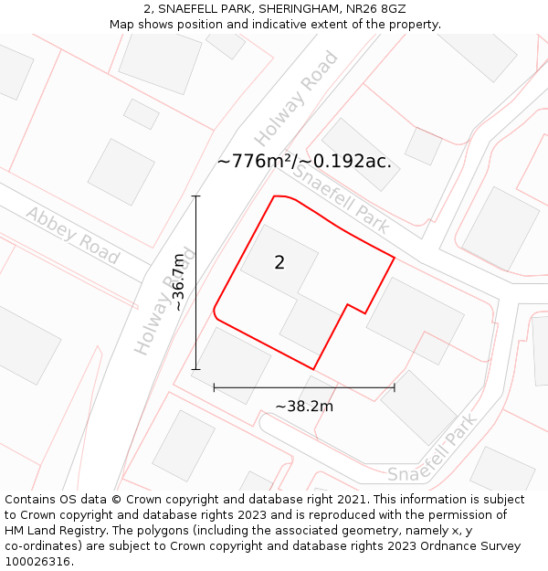 2, SNAEFELL PARK, SHERINGHAM, NR26 8GZ: Plot and title map