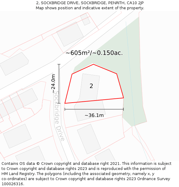 2, SOCKBRIDGE DRIVE, SOCKBRIDGE, PENRITH, CA10 2JP: Plot and title map