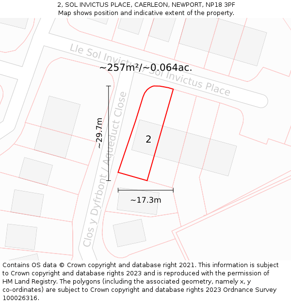 2, SOL INVICTUS PLACE, CAERLEON, NEWPORT, NP18 3PF: Plot and title map