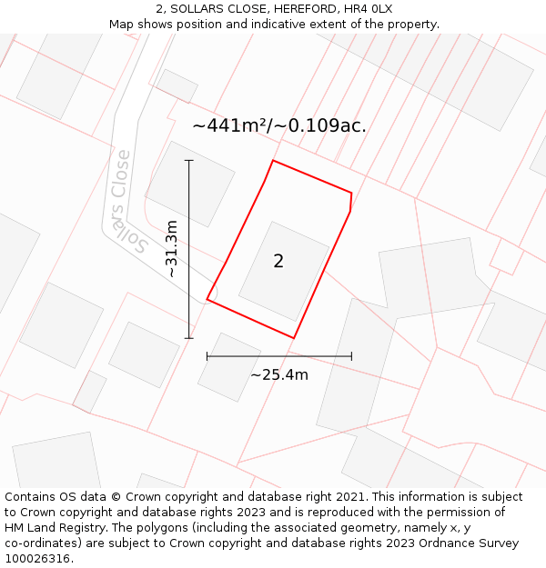 2, SOLLARS CLOSE, HEREFORD, HR4 0LX: Plot and title map