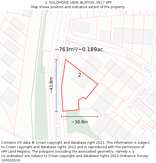2, SOLOMONS VIEW, BUXTON, SK17 6PF: Plot and title map
