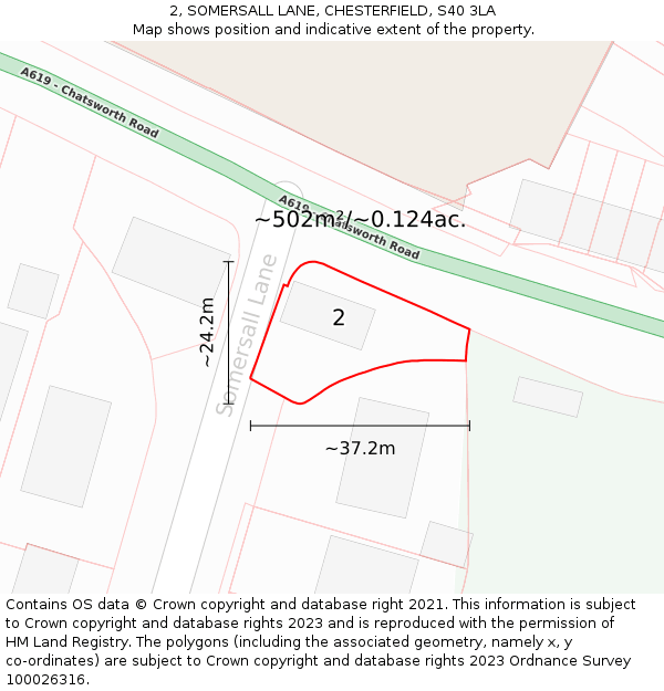 2, SOMERSALL LANE, CHESTERFIELD, S40 3LA: Plot and title map