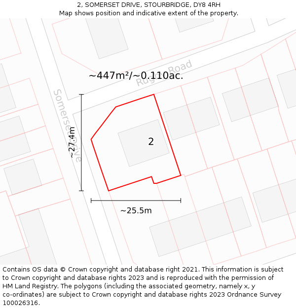 2, SOMERSET DRIVE, STOURBRIDGE, DY8 4RH: Plot and title map
