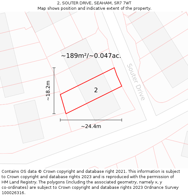 2, SOUTER DRIVE, SEAHAM, SR7 7WT: Plot and title map