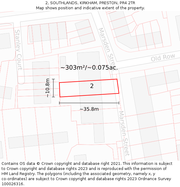 2, SOUTHLANDS, KIRKHAM, PRESTON, PR4 2TR: Plot and title map