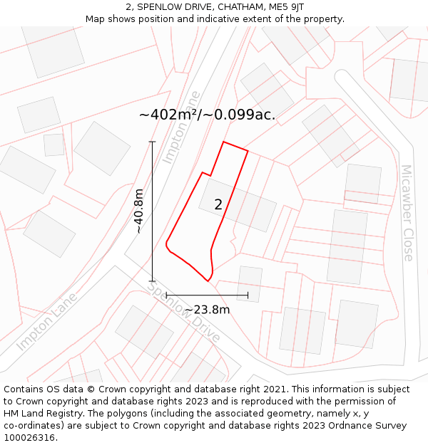 2, SPENLOW DRIVE, CHATHAM, ME5 9JT: Plot and title map