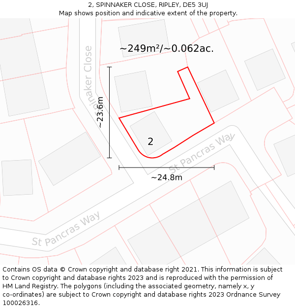 2, SPINNAKER CLOSE, RIPLEY, DE5 3UJ: Plot and title map