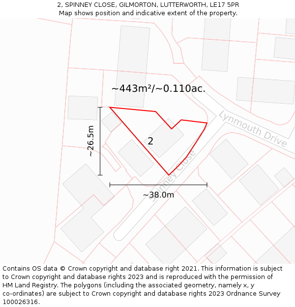 2, SPINNEY CLOSE, GILMORTON, LUTTERWORTH, LE17 5PR: Plot and title map
