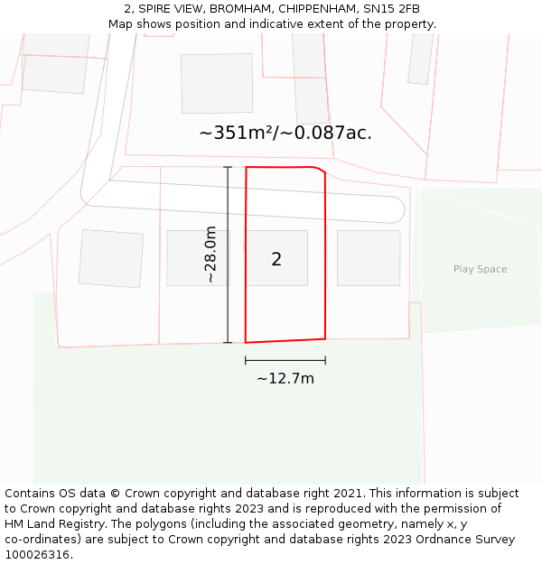 2, SPIRE VIEW, BROMHAM, CHIPPENHAM, SN15 2FB: Plot and title map