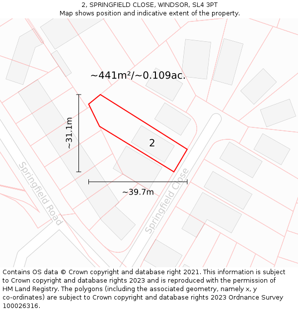 2, SPRINGFIELD CLOSE, WINDSOR, SL4 3PT: Plot and title map