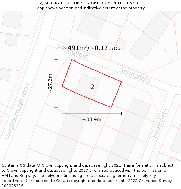 2, SPRINGFIELD, THRINGSTONE, COALVILLE, LE67 8LT: Plot and title map
