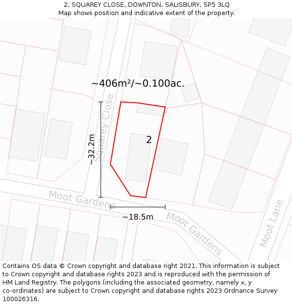 2, SQUAREY CLOSE, DOWNTON, SALISBURY, SP5 3LQ: Plot and title map