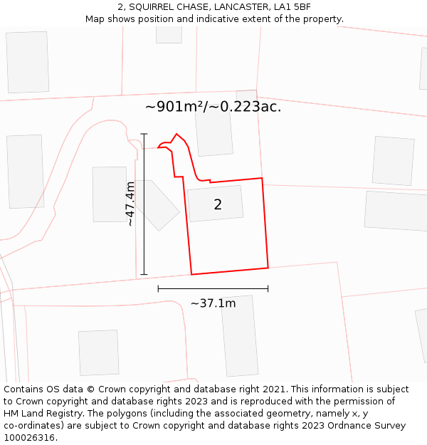 2, SQUIRREL CHASE, LANCASTER, LA1 5BF: Plot and title map