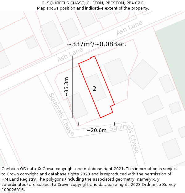 2, SQUIRRELS CHASE, CLIFTON, PRESTON, PR4 0ZG: Plot and title map