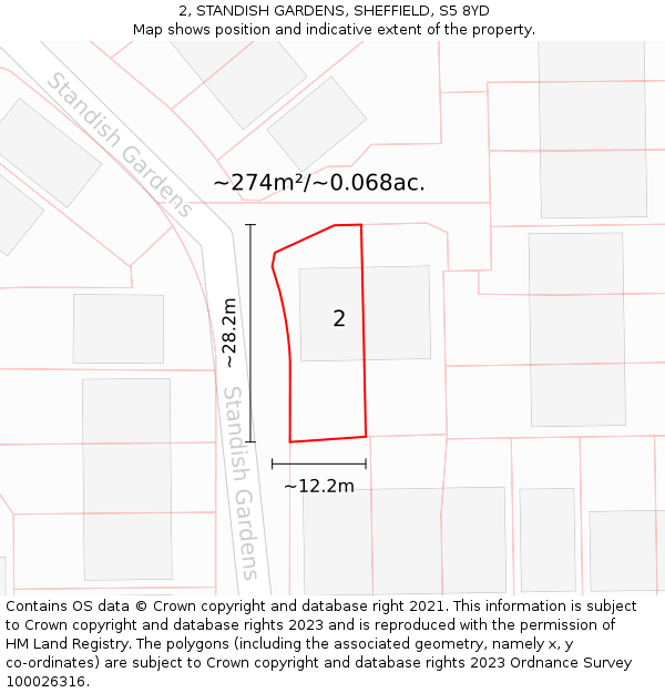 2, STANDISH GARDENS, SHEFFIELD, S5 8YD: Plot and title map