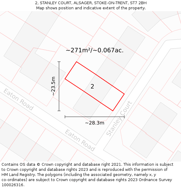 2, STANLEY COURT, ALSAGER, STOKE-ON-TRENT, ST7 2BH: Plot and title map