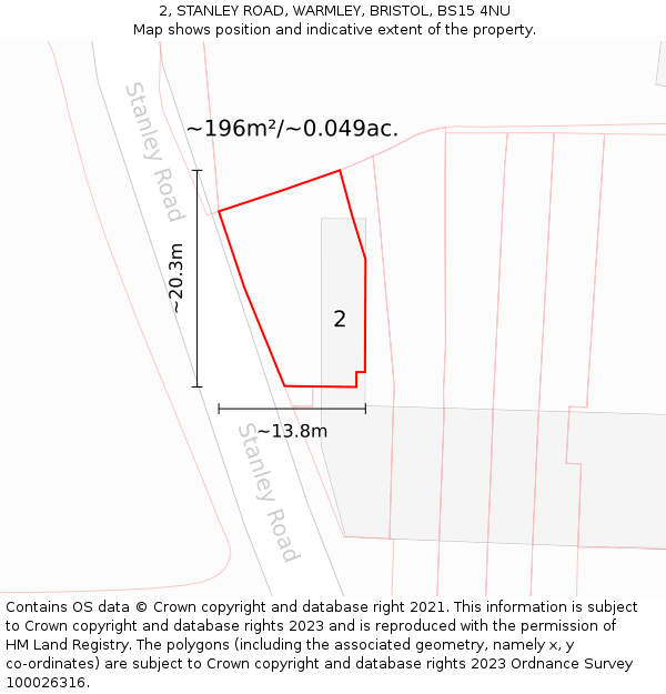 2, STANLEY ROAD, WARMLEY, BRISTOL, BS15 4NU: Plot and title map