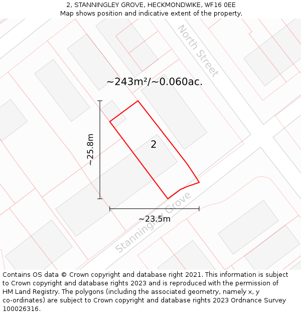 2, STANNINGLEY GROVE, HECKMONDWIKE, WF16 0EE: Plot and title map