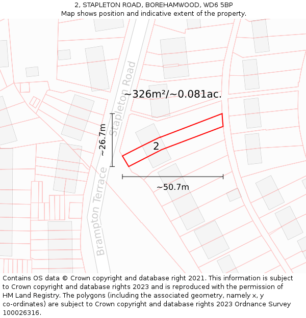 2, STAPLETON ROAD, BOREHAMWOOD, WD6 5BP: Plot and title map